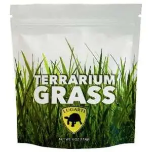 A photo of the bag of Lugarti Terrarium Grass on a white background